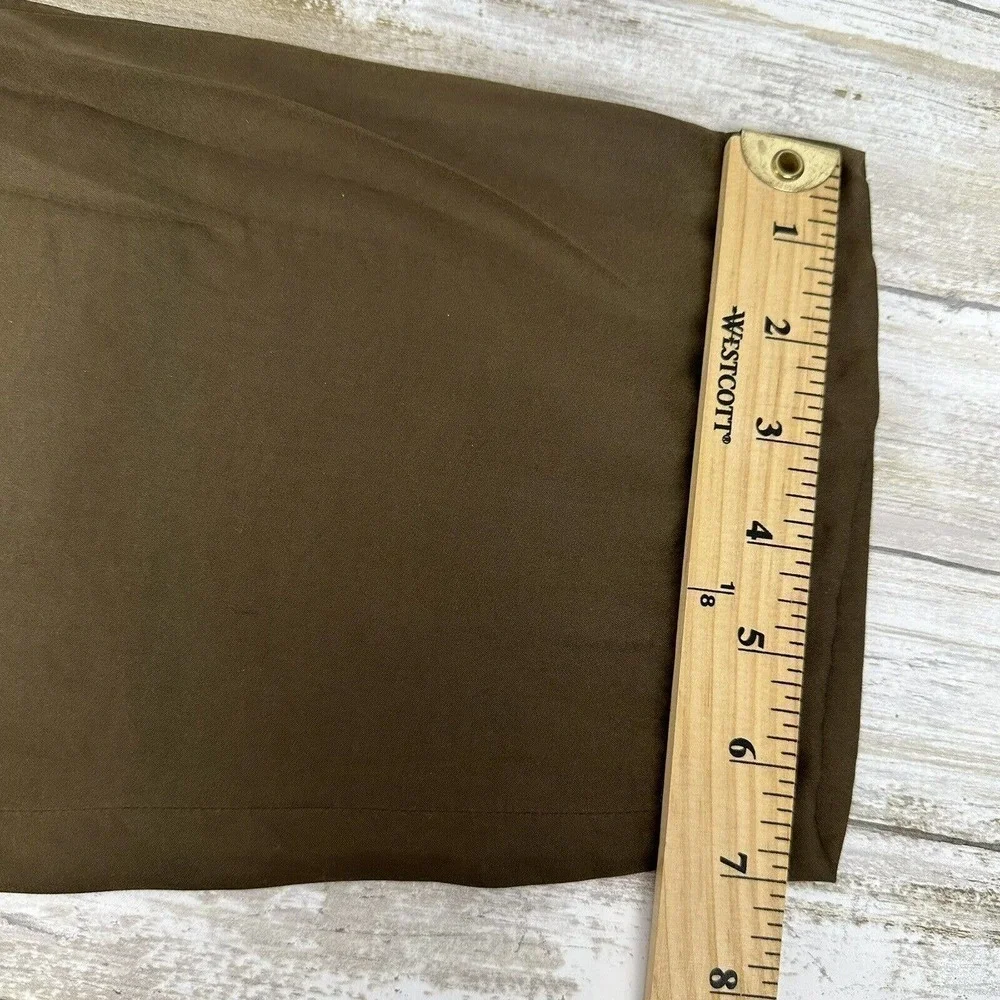 LAFAYETTE 148 Women's Satin Pants Size Medium Soho Track Pant Green Rayon‎ Blend